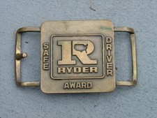 Vintage Jostens Employee Award Brass Belt Buckle Ryder Truck Safe Driver