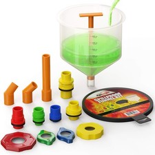 EPAuto Spill Proof Radiator Coolant Filling Funnel Kit transparent