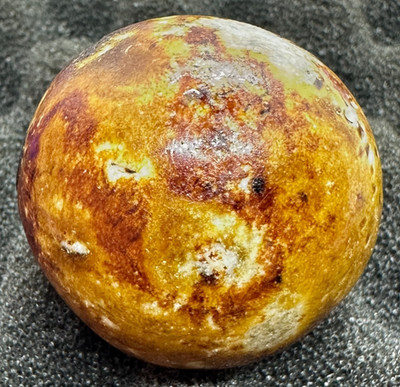 1.51'' BENNINGTON MARBLE ANTIQUE YELLOW BROWN FANCY 1800's HANDMADE BIG shooter