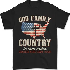 God Family Country in That Order, Charlie Kirk Shirt American Flag Retro Shirt