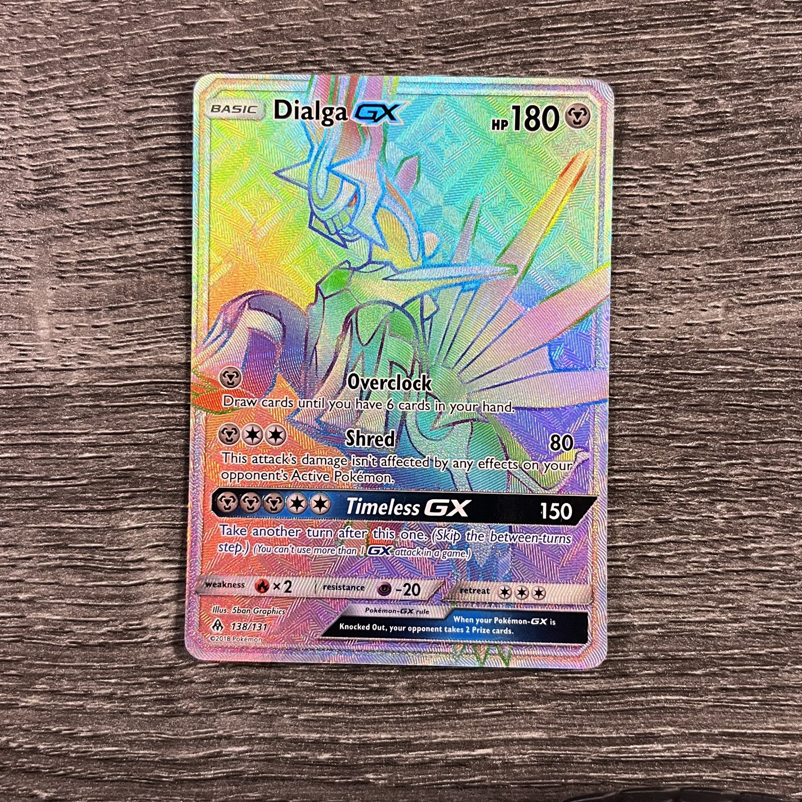 Pokemon TCG Dialga GX Holo 138/131 Rainbow Rare Forbidden Light Full Art NM
