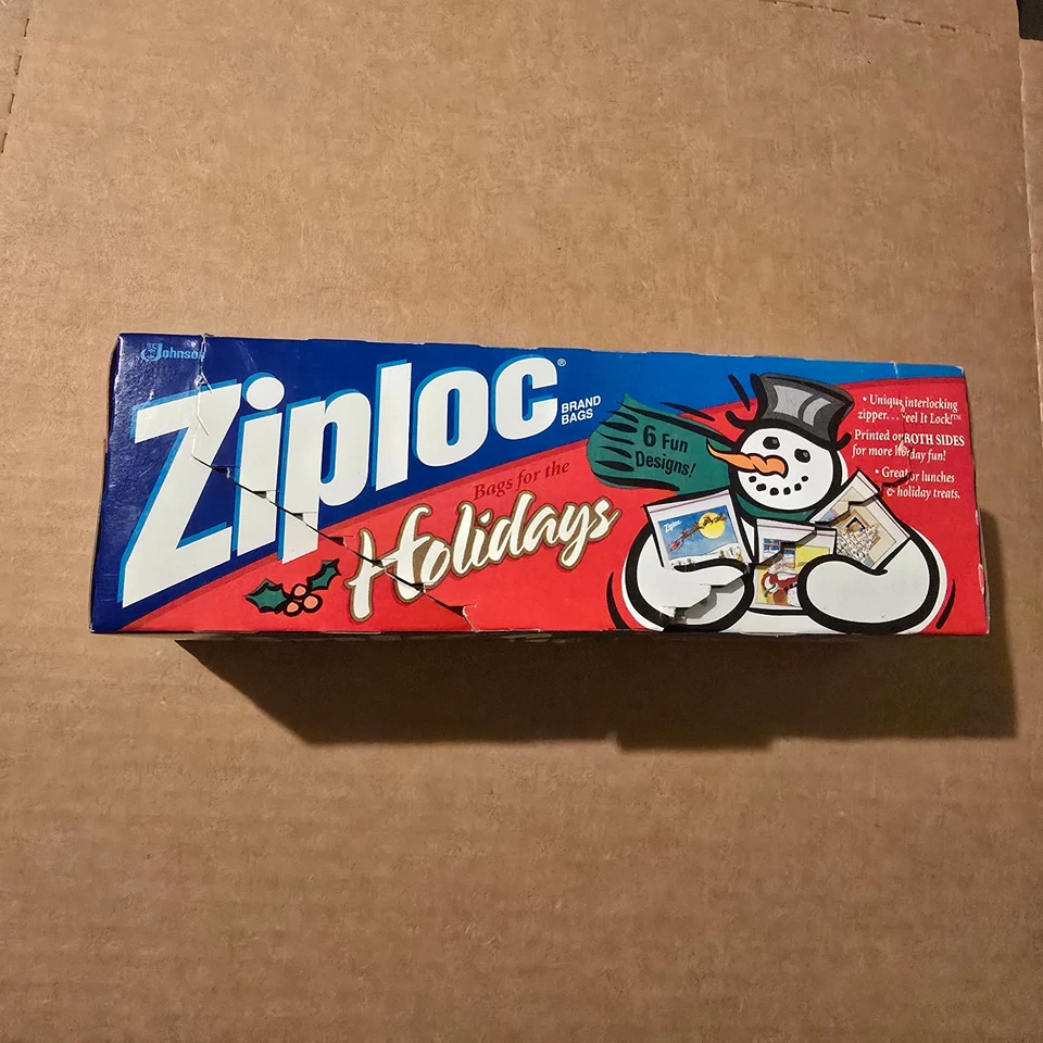 Ziploc Holiday Bags 1998 Vintage Box Lot of 13 Snowman Santa Christmas Sandwich - Image 2 of 4