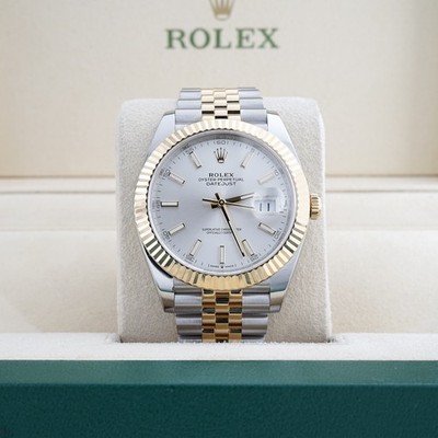 Rolex DateJust 41mm 126333 Silver Stick 18K YG/SS Jubilee Bracelet | Box Papers