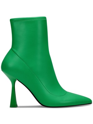 BAR III Womens Green Stretch Comfort Olevia Pointed Toe Flare Booties 7.5 M