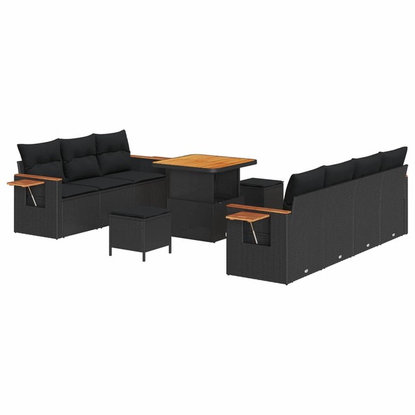 Gartensofa-Set Mit Kissen 13-Teilig Poly-Rattan Schwarz-image