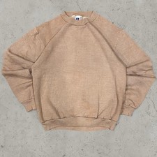 VINTAGE 80s Russell Athletic Dusty Brown/Tan Crewneck Sweatshirt Size Medium