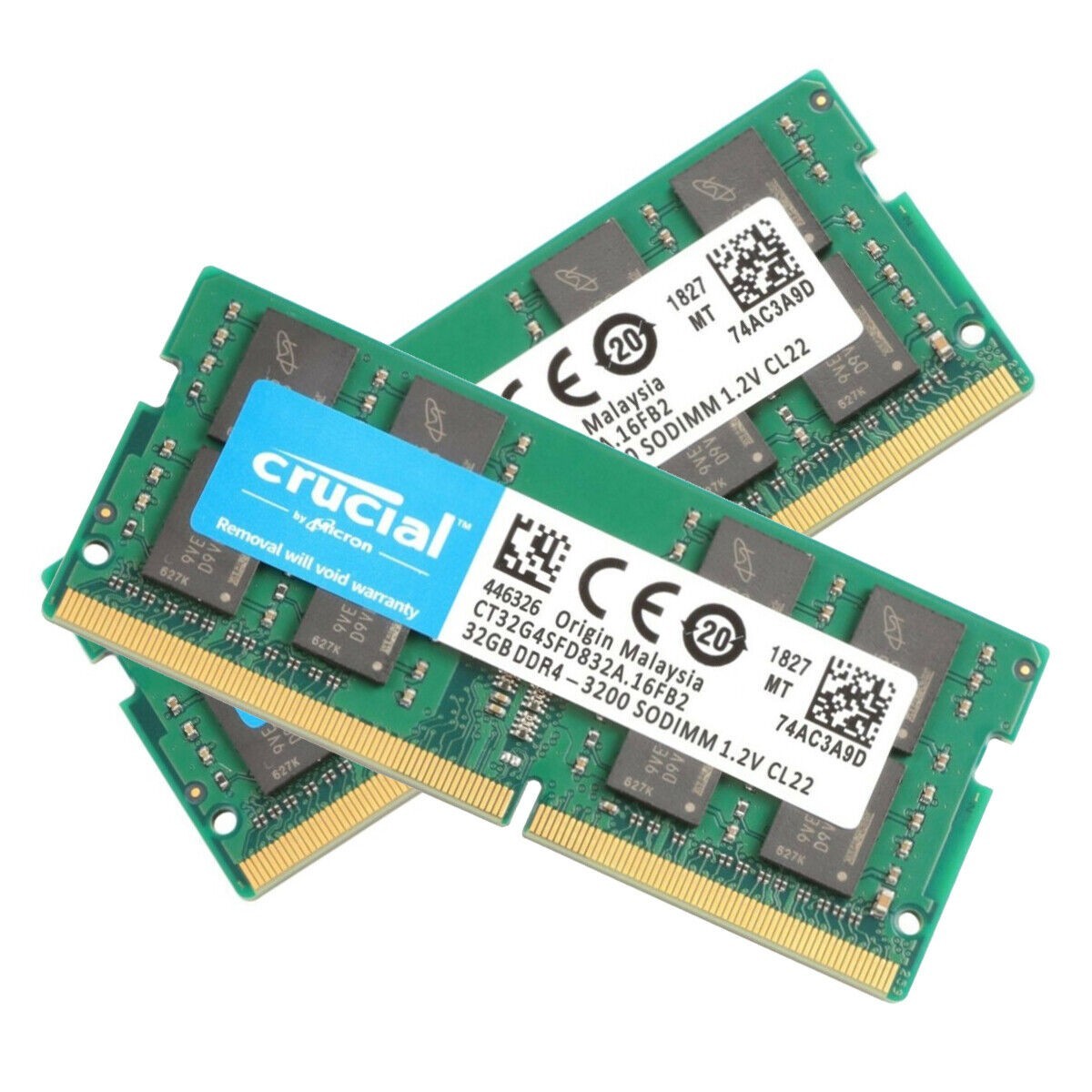 Crucial 64GB Kit (2 x 32GB) DDR4-3200 SODIMM Memory for sale