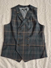 Murano Men s Green Plaid Double Breasted Vest Size S