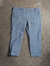 Ex Marks Spencer Striped Trousers Size 24 Regular Blue White Smart Pants