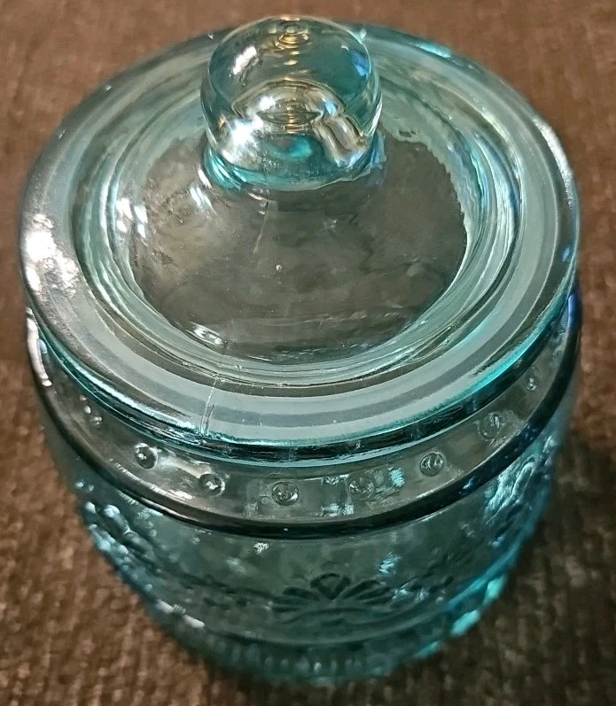 Pioneer Woman Cassie Teal Blue Small Glass 1 Qt. 6” Farmhouse Style Canister