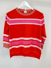 CABI Size XS ORANGE AND PINK Striped WomenCadet Sweater Style #6168 Cotton