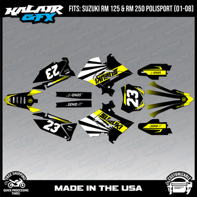 Graphics Kit for SUZUKI RM125 250 2001-08 POLISPORT RESTYLE FH-yellow