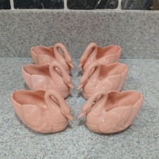 3 pairs Vtg Lenox Pink Swan Lot! Salt Dip/Cellar Green Mark Wedding Ring Trinket