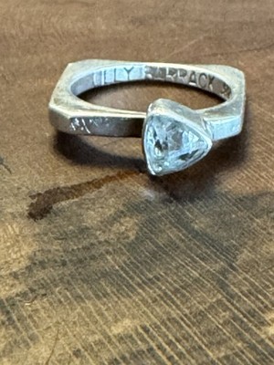 Vintage Lilly Barrack Square Ring Sterling .925 Herkimer Diamond Quartz Size 6