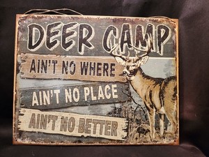 Vintage Deer Camp Metal Sign