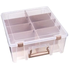 ArtBin Super Satchel Double Deep Storage Box with Removable Dividers Rose Gold