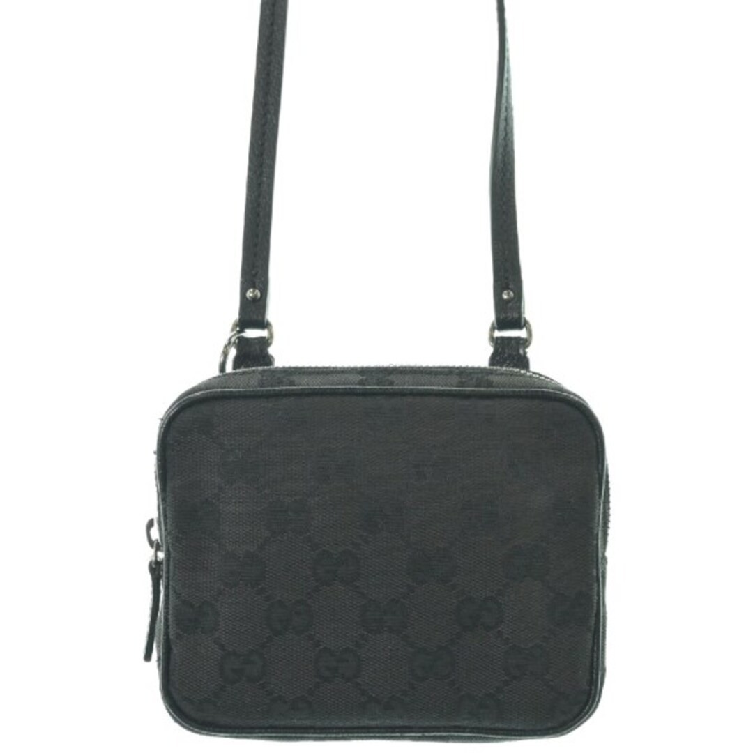 Gucci Black Leather Shoulder Bag Women Used Pre-Owned Free Shipping