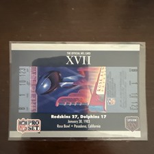 1990 NFL Pro Set Super Bowl Ticket Facts Card #17 Super Bowl XVII