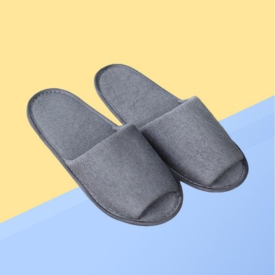 4 Pairs Single Use Grey Travel Slippers Lightweight Foldable Design