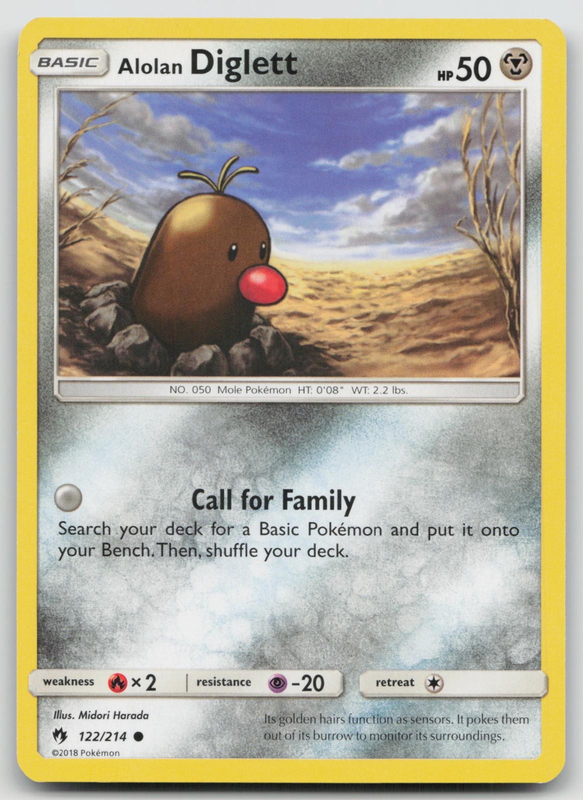 Alolan Diglett 122/214 Common Lost Thunder Pokemon NM