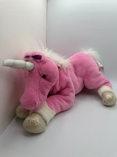 E&J Classics Unicornio Poni Caballo Rosa Felpa Rosa 18" Pijama Guardián Almohada E & J