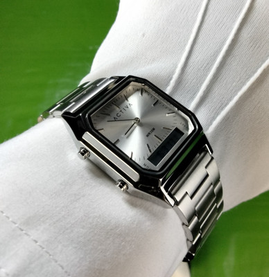 Activa X Invicta Men Digital/Analog Silver Alloy Case Watch ACW1220-003 SS Band