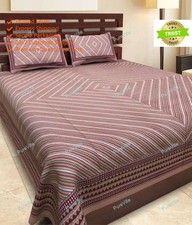 Jaipuri Printed Home Decor Cotton Double Bed Sheet With 2 Pillow Cover 90x108