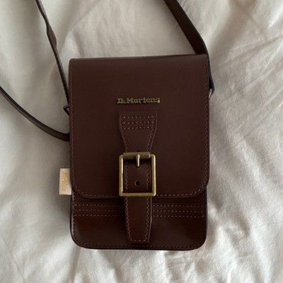 Dr. Martens Brown Crossbody Phone Bag Buckle Closure Adjustable Strap Pockets