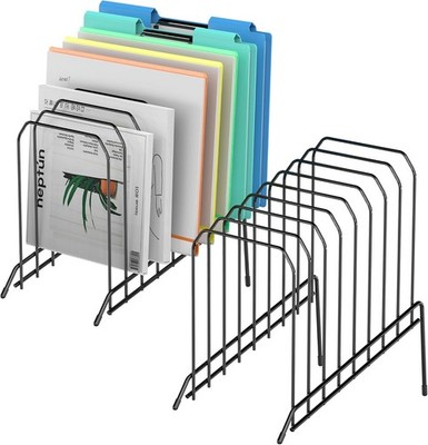 Incline Sorter Desk File Organizer, Metal Desk Magazine Folder Holder with