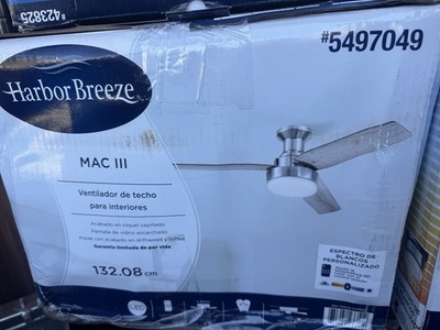 Harbor Breeze MAC III Ceiling Fan 132cm Brushed Nickel LED Remote