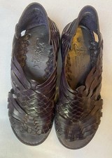 Sandalias Huarache Mexicanas Hechas a Mano para Mujer 6 Marrón Tejido Cuero Boho