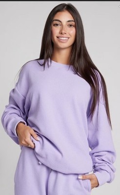 Comfrt Waffle Lounge Long Sleeve Crew Neck Shirt Lavender Unisex Sz Medium M