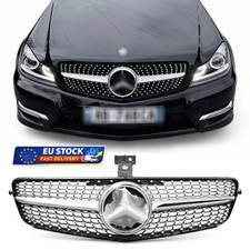 Griglia radiatore diamantata argento per Mercedes Classe C W204 2007-2014 cromata stella