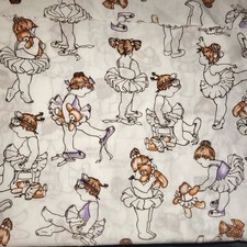 Vintage Daisy Kingdom Allover Babies Ballerina Glitter Cotton Fabric 45" x 54"