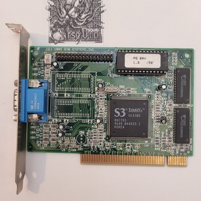 STB Systems S3 Trio64V+ Video Card PCI PowerGraph 64V 86C765 VGA Graphics