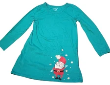 Girls Lightening Bug Santa Christmas Holiday Long Sleeve Green Dress Size 4T
