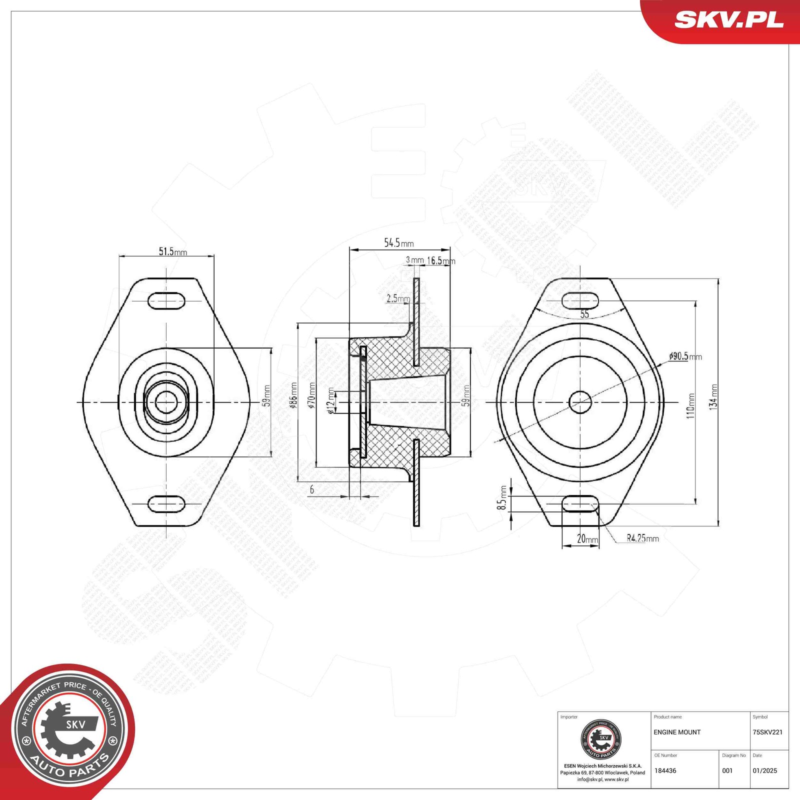 Fits SKV GERMANY 75SKV221 ENGINE CUSHION 75SKV221   ⭐UK Stock⭐