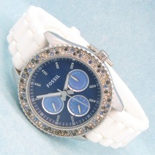 Fossil Damen Armbanduhr Perlmutt Chrono Kristall Silikon ES-2871 5ATM Ba neu S43