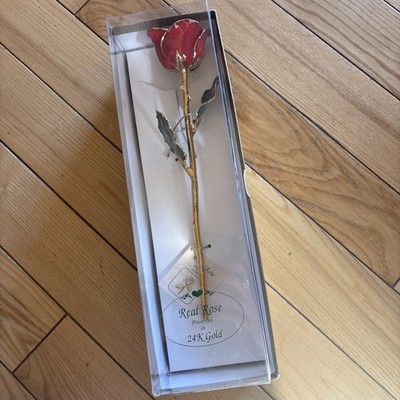Real Red Rose Preserved In 24K Gold Flower Gifts - Beautiful Floral Display