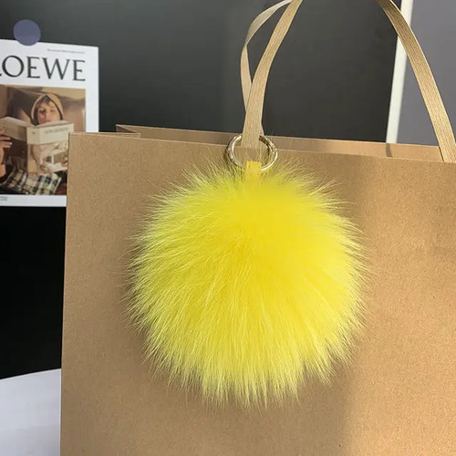 Llavero bolso colgante de piel de zorro real 2025 para mujer elegante bola mullida coche llavero pompones - Imagen 41 de 43