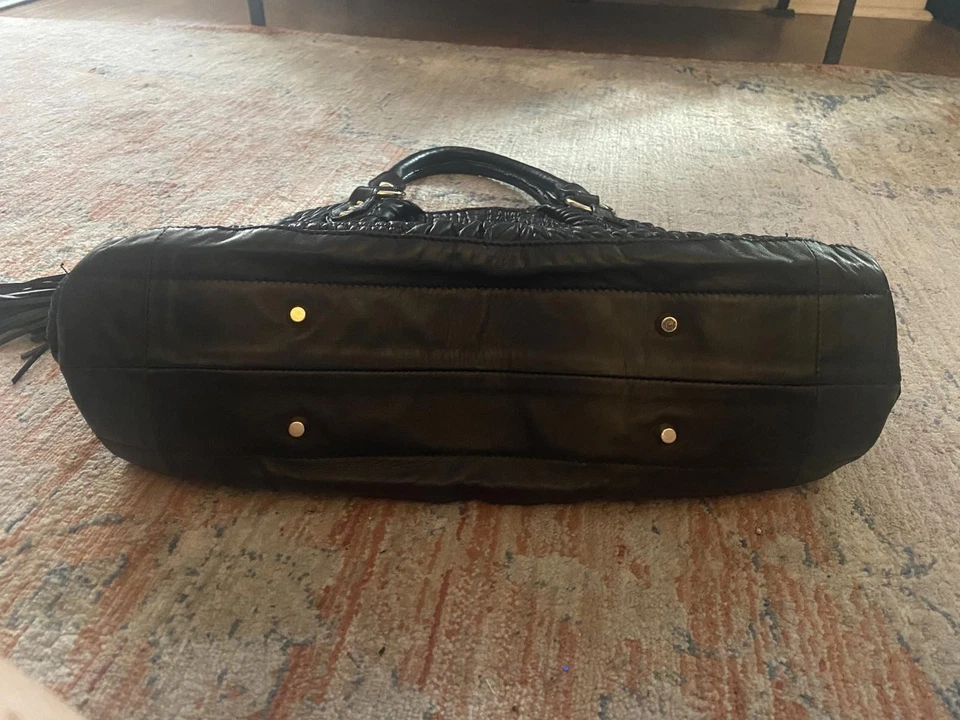 Paolo Masi - Bolso de mano para mujer de cuero acolchado hecho en Italia con herrajes dorados Foto 3 de 4