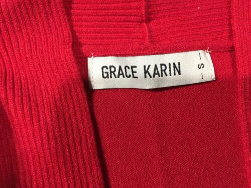 Grace Karin Cardigan Sweater Womens S Red White Striped Short Sleeve Pleated - Picture 4 of 10