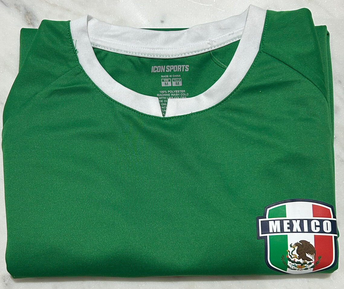Icon Sports Mexico Soccer T- Shirt Green M 100% Polyester Short Sleeves