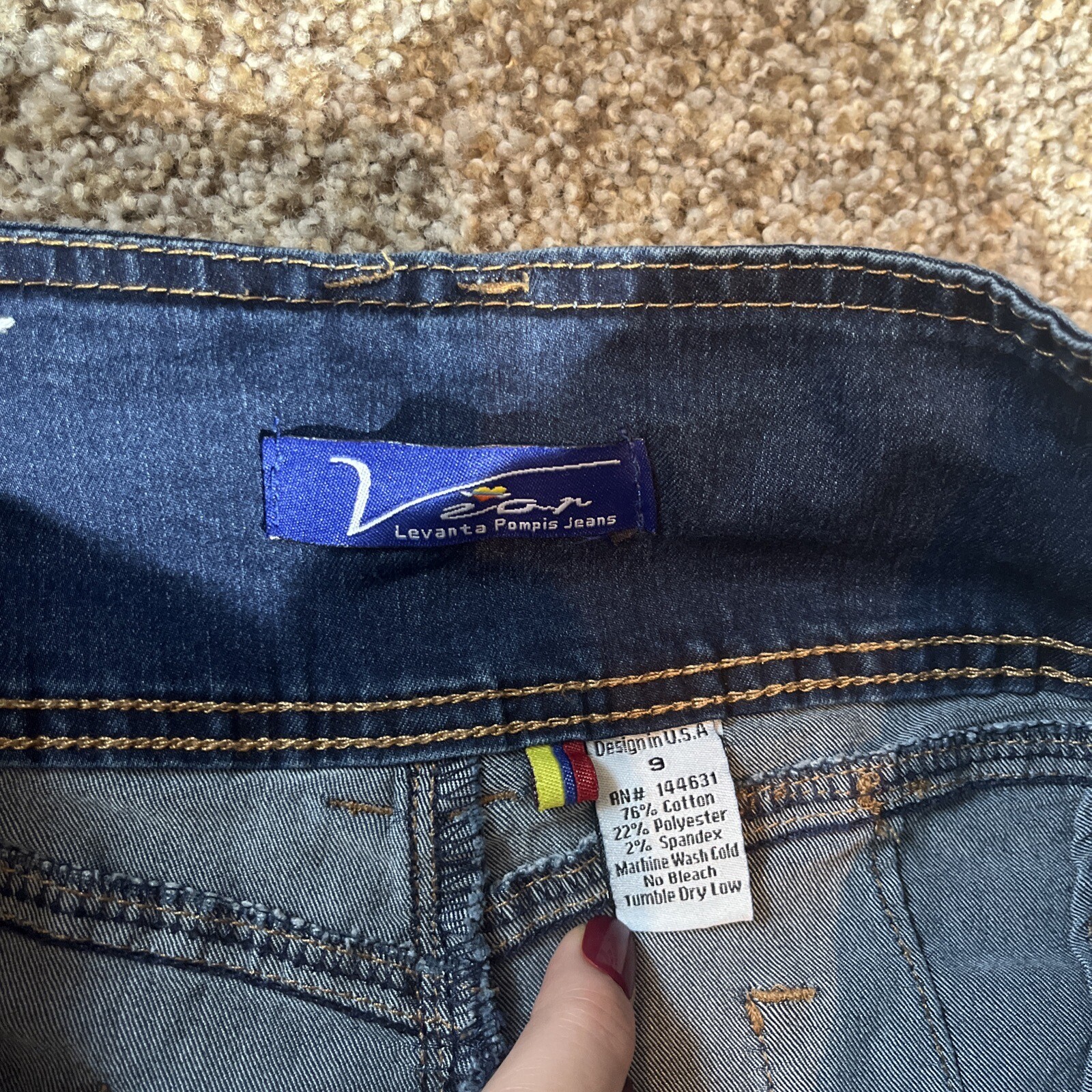 Vior Levanta Pompis Jeans Size 9 Dark Blue Hi-Rise Stretch Denim Jeans - View 3