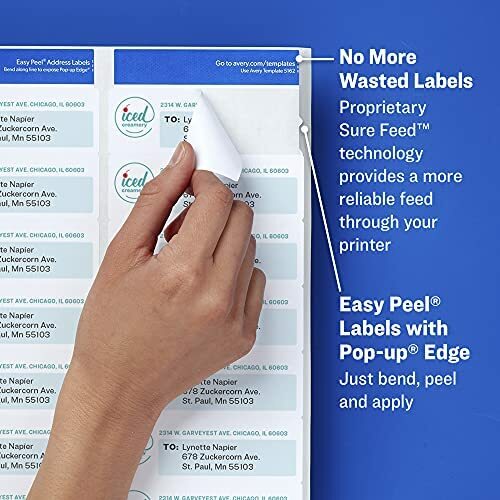 AVERY 5161 Easy Peel Laser Adressetiketten, 1 x 4, weiß, 2000/Box - Bild 2 von 3