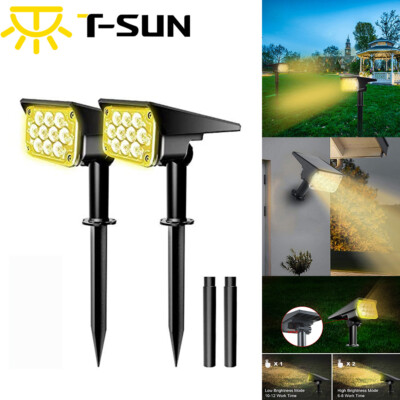 T-SUN Solarstrahler Gartenstrahler Solar Warmweiß Gartenleuchte für außen Garten