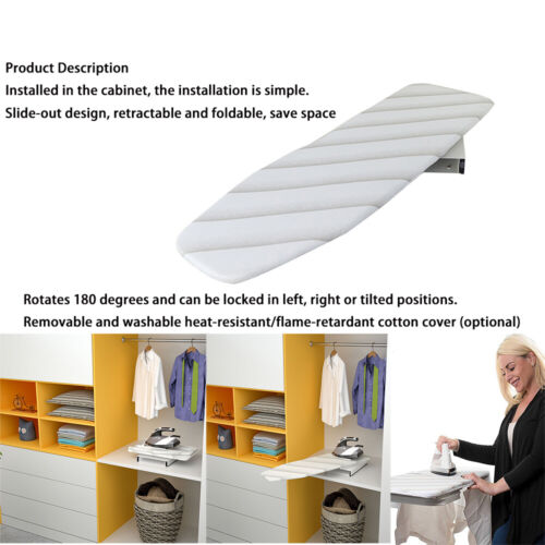 Foldable 180 Retractable Ironing Board Closet Pull-Out Stow Away In The Cabinet - Afbeelding 1 van 9