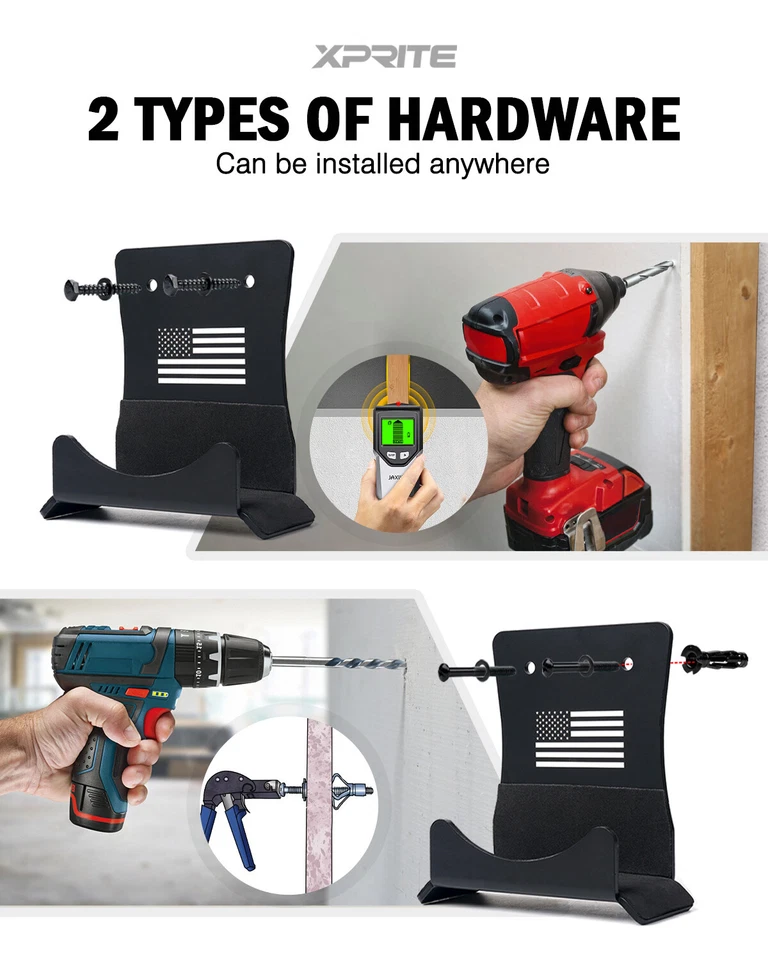 Paquete de 4 colgadores de puerta de acero de montaje en pared para Jeep Wrangler 1956-2023 CJ JK JL JT Foto 2 de 4