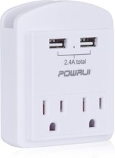 Outlet Extender USB Wall Charger - POWRUI Multi Plug Wall Outlet Splitter. NEW