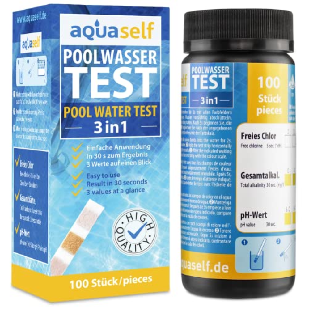 Test Acqua Piscina 3in1 â€" Test rapido per Piscine | Test Facile per Cloro, PH